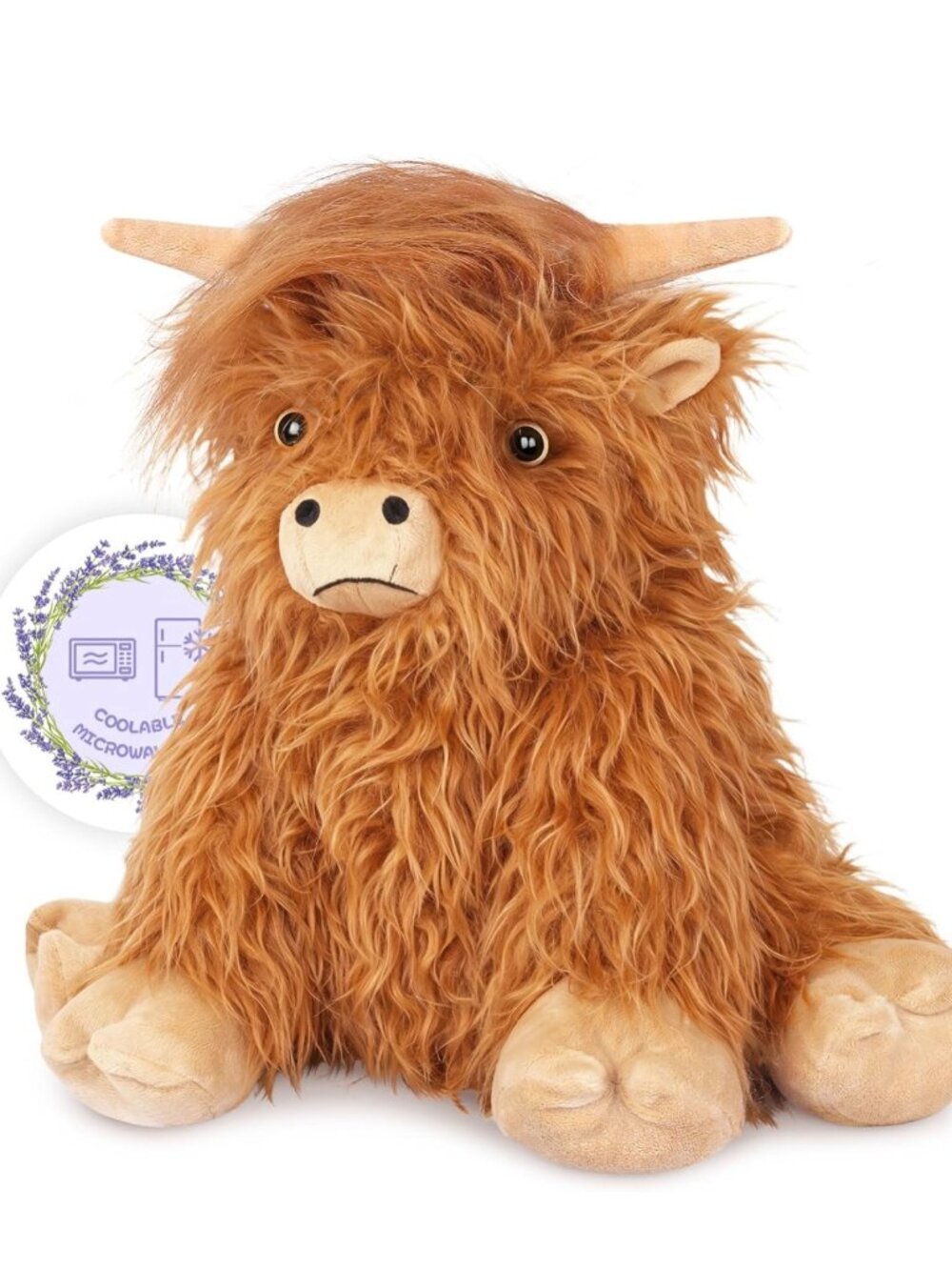 SuzziPals Heatable Coolable Weighted Highland Cow Stuffed Plushie Brand New